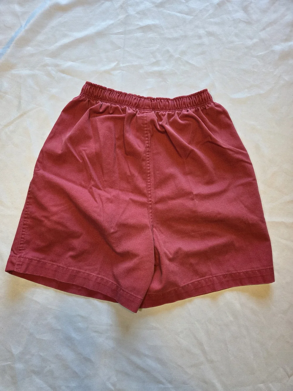 Lands End Womens M Red Elastic Waist Pull On Shorts Casual Cotton Blend